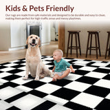 Ultra Soft Area Rug, Non Slip, Stain Resistant, Washable Area Rugs for Living Room, Bedroom, Soft Monochrome Bedroom Shag Rug for Minimalist Decor(Black)
