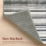 Ultra Soft Area Rug, Non Slip, Stain Resistant, Washable Area Rugs for Living Room, Bedroom, Bold Contrast Striped Rug, Non Slip Absorbent, Modern Layered Design(Black)