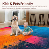 Ultra Soft Area Rug, Non Slip, Stain Resistant, Washable Area Rugs for Living Room, Bedroom, Contemporary Color Splash Design(Orange)