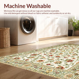 Ultra Soft Area Rug, Non Slip, Stain Resistant, Washable Area Rugs for Living Room, Bedroom, Distressed Earthy Floral Elegance(Beige)