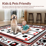 Ultra Soft Area Rug, Non Slip, Stain Resistant, Washable Area Rugs for Living Room, Bedroom, Crisp Monochrome Dice Pattern(Red)