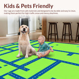 Ultra Soft Area Rug, Non Slip, Stain Resistant, Washable Area Rugs for Living Room, Bedroom, Colorful Cityscape Adventure Mat(Green)