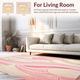 Ultra Soft Area Rug, Non Slip, Stain Resistant, Washable Area Rugs for Living Room, Bedroom, Glamorous Abstract Swirl Pink Beige Bath(Pink)