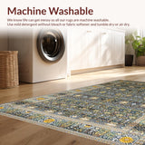 Ultra Soft Area Rug, Non Slip, Stain Resistant, Washable Area Rugs for Living Room, Bedroom, Cozy Earth Tone Medallion Design(Gray)