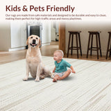 Ultra Soft Area Rug, Non Slip, Stain Resistant, Washable Area Rugs for Living Room, Bedroom, Trendy Neutral Toned Wavy Composition(Beige)