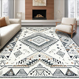Ultra Soft Area Rug, Non Slip, Stain Resistant, Washable Area Rugs for Living Room, Bedroom, Trendy Subtle Medallion Arrangement(White)