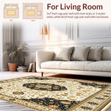 Ultra Soft Area Rug, Non Slip, Stain Resistant, Washable Area Rugs for Living Room, Bedroom, Fringe Beige Area Bohemian Inspired Design(White)