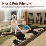 Ultra Soft Area Rug, Non Slip, Stain Resistant, Washable Area Rugs for Living Room, Bedroom, Rustic Earthy Bear Scene(Brown)