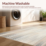 Ultra Soft Area Rug, Non Slip, Stain Resistant, Washable Area Rugs for Living Room, Bedroom, Eco Spiral Weave Area with Vintage Rustic Rings and Subtle Boho Elements(Beige)