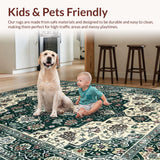Ultra Soft Area Rug, Non Slip, Stain Resistant, Washable Area Rugs for Living Room, Bedroom, Rustic Textured Oriental Design Flair(White)