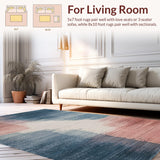 Ultra Soft Area Rug, Non Slip, Stain Resistant, Washable Area Rugs for Living Room, Bedroom, Regal Cascade Rug With Slate Blue and Dusty Rose Abstract Watercolor Design(Pink)