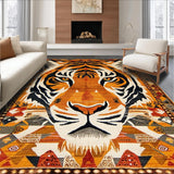 Ultra Soft Area Rug, Non Slip, Stain Resistant, Washable Area Rugs for Living Room, Bedroom, Cozy Camel Ethnic Print(Orange)