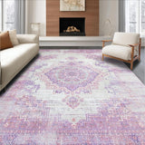 Ultra Soft Area Rug, Non Slip, Stain Resistant, Washable Area Rugs for Living Room, Bedroom, Modern Soft Color Block Pattern(Purple)