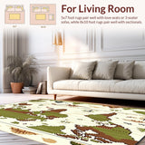 Beige with Retro Dinosaur Prints and Global Cartography(Green)