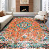 Ultra Soft Area Rug, Non Slip, Stain Resistant, Washable Area Rugs for Living Room, Bedroom, Stylish Teal and Orange Palette(Orange)