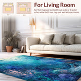 Ultra Soft Area Rug, Non Slip, Stain Resistant, Washable Area Rugs for Living Room, Bedroom, Ocean Dreams Rug Whimsical Sea Life Floor Mat(Blue)