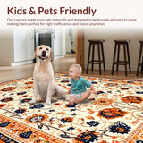 Ultra Soft Area Rug, Non Slip, Stain Resistant, Washable Area Rugs for Living Room, Bedroom, Vibrant Floral Bedroom High-Traffic Area Carpet(Ivory)