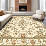 Ultra Soft Area Rug, Non Slip, Stain Resistant, Washable Area Rugs for Living Room, Bedroom, Vintage Country Kitchen with Abstract Plant Motifs(Beige)
