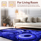 Ultra Soft Area Rug, Non Slip, Stain Resistant, Washable Area Rugs for Living Room, Bedroom, Playful Dragon Fantasy Expression(Blue)