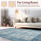 Ultra Soft Area Rug, Non Slip, Stain Resistant, Washable Area Rugs for Living Room, Bedroom, Rustic Waffle Patterned Harmony(Blue)