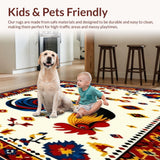 Ultra Soft Area Rug, Non Slip, Stain Resistant, Washable Area Rugs for Living Room, Bedroom, Country Rooster Design Area Slip Resistant Beige Multi Color Folk Art Style(White)