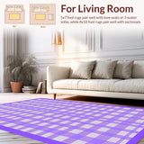 Ultra Soft Area Rug, Non Slip, Stain Resistant, Washable Area Rugs for Living Room, Bedroom, Contemporary Purple Tiled Motif(Purple)