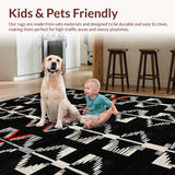 Ultra Soft Area Rug, Non Slip, Stain Resistant, Washable Area Rugs for Living Room, Bedroom, Rustic Textured Zebra Inspiration(Black)