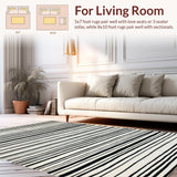Ultra Soft Area Rug, Non Slip, Stain Resistant, Washable Area Rugs for Living Room, Bedroom, Chic Minimalist Stripe Aesthetic(Black)