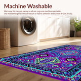 Ultra Soft Area Rug, Non Slip, Stain Resistant, Washable Area Rugs for Living Room, Bedroom, Charming Vibrant Folk Design(Purple)