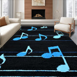 Ultra Soft Area Rug, Non Slip, Stain Resistant, Washable Area Rugs for Living Room, Bedroom, Eclectic Artistic Note Arrangement(Black)