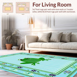 Ultra Soft Area Rug, Non Slip, Stain Resistant, Washable Area Rugs for Living Room, Bedroom, Charming Checkered Animal Motif(Blue)