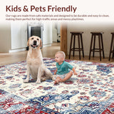 Ultra Soft Area Rug, Non Slip, Stain Resistant, Washable Area Rugs for Living Room, Bedroom, Chic Colorful Tiled Medallion Style(White)