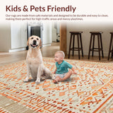 Ultra Soft Area Rug, Non Slip, Stain Resistant, Washable Area Rugs for Living Room, Bedroom, Striking Neutral Abstract Aesthetics(Orange)
