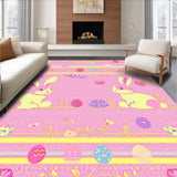 Ultra Soft Area Rug, Non Slip, Stain Resistant, Washable Area Rugs for Living Room, Bedroom, Playful Holiday Character Composition(Pink)