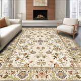 Ultra Soft Area Rug, Non Slip, Stain Resistant, Washable Area Rugs for Living Room, Bedroom, Elegant Creamy Vintage Motif(Beige)