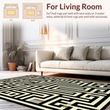 Ultra Soft Area Rug, Non Slip, Stain Resistant, Washable Area Rugs for Living Room, Bedroom, Geometric Black Beige Living Room Area Rug(Beige)