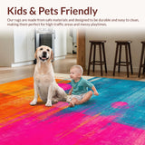 Ultra Soft Area Rug, Non Slip, Stain Resistant, Washable Area Rugs for Living Room, Bedroom, Trendy Soft Palette Graphic Elements(Orange)