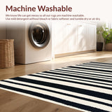 Ultra Soft Area Rug, Non Slip, Stain Resistant, Washable Area Rugs for Living Room, Bedroom, Minimalist Ivory Black Living Room Non-Slip Rug(Black)