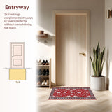 Ultra Soft Area Rug, Non Slip, Stain Resistant, Washable Area Rugs for Living Room, Bedroom, Playful Textured Flower Style(Red)