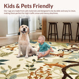 Ultra Soft Area Rug, Non Slip, Stain Resistant, Washable Area Rugs for Living Room, Bedroom, Whimsical Jungle Animal Print Perfect for Kids Rooms(Beige)
