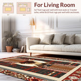 Ultra Soft Area Rug, Non Slip, Stain Resistant, Washable Area Rugs for Living Room, Bedroom, Traditional Winter Wildlife Illustration(Brown)