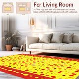 Ultra Soft Area Rug, Non Slip, Stain Resistant, Washable Area Rugs for Living Room, Bedroom, Lively Retro Polka Dot Design(Yellow)