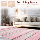 Ultra Soft Area Rug, Non Slip, Stain Resistant, Washable Area Rugs for Living Room, Bedroom, Bold Geometric Animal Motif(Pink)
