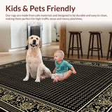 Ultra Soft Area Rug, Non Slip, Stain Resistant, Washable Area Rugs for Living Room, Bedroom, Sophisticated Muted Color Palette(Black)