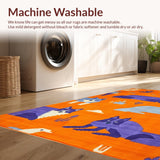 Ultra Soft Area Rug, Non Slip, Stain Resistant, Washable Area Rugs for Living Room, Bedroom, Colorful Cartoonish Wilderness Scene(Orange)