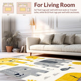 Ultra Soft Area Rug, Non Slip, Stain Resistant, Washable Area Rugs for Living Room, Bedroom, Colorful Cartoonish Wildlife Pattern(Yellow)