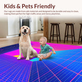Ultra Soft Area Rug, Non Slip, Stain Resistant, Washable Area Rugs for Living Room, Bedroom, Dynamic Colorful Linear Elements(Blue)
