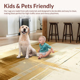 Ultra Soft Area Rug, Non Slip, Stain Resistant, Washable Area Rugs for Living Room, Bedroom, Luxurious Gold Foil Inspired Runner Featuring Sleek Monochrome Design(Beige)