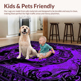 Ultra Soft Area Rug, Non Slip, Stain Resistant, Washable Area Rugs for Living Room, Bedroom, Hauntingly Unique Gothic Motif(Purple)