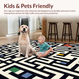 Ultra Soft Area Rug, Non Slip, Stain Resistant, Washable Area Rugs for Living Room, Bedroom, Unique Modernist Pattern Play(Black)